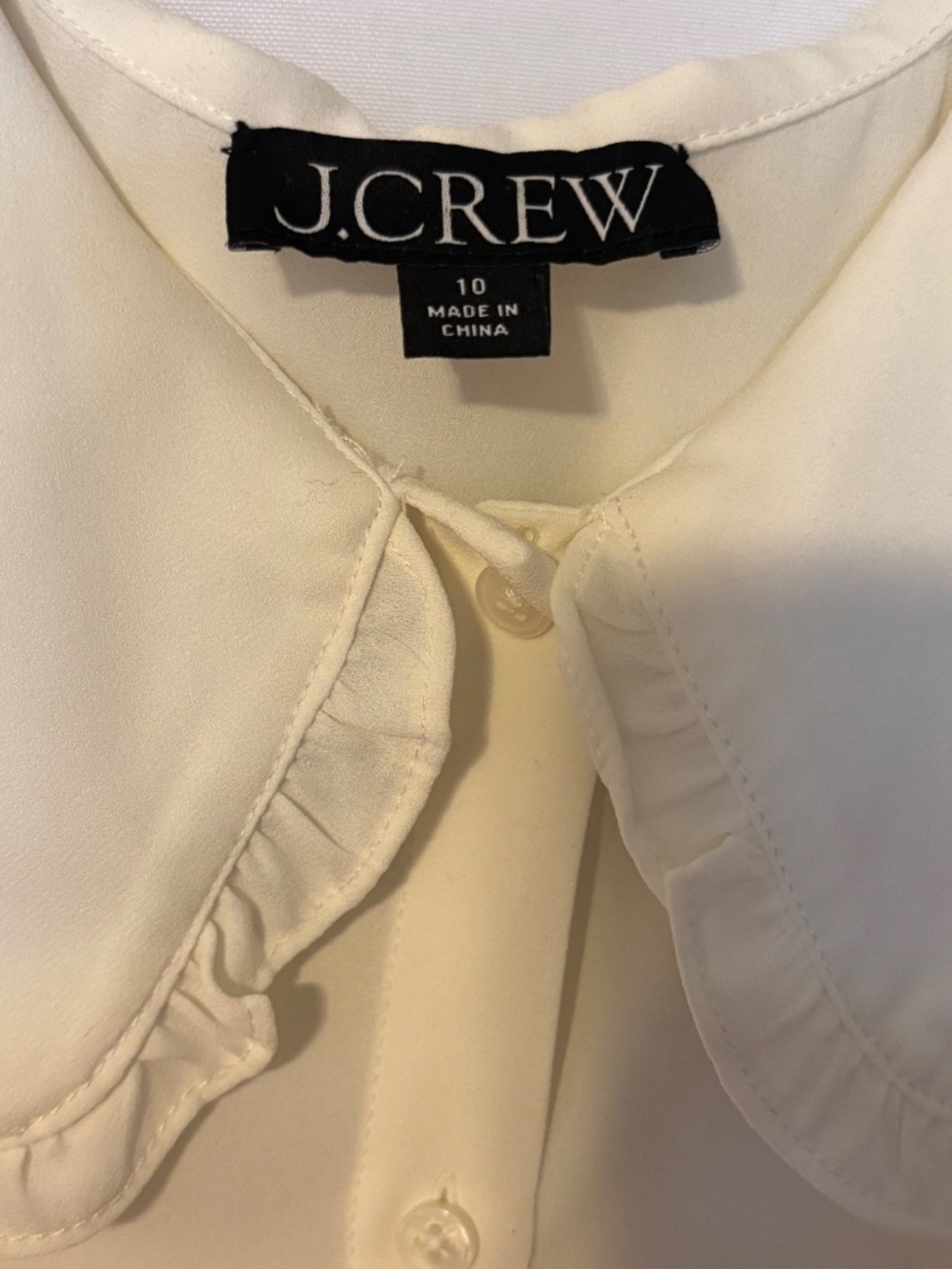 J.Crew Ivory Blouse Size 10 Peter Pan Collar Long Sleeve Button Front - Picture 7 of 7
